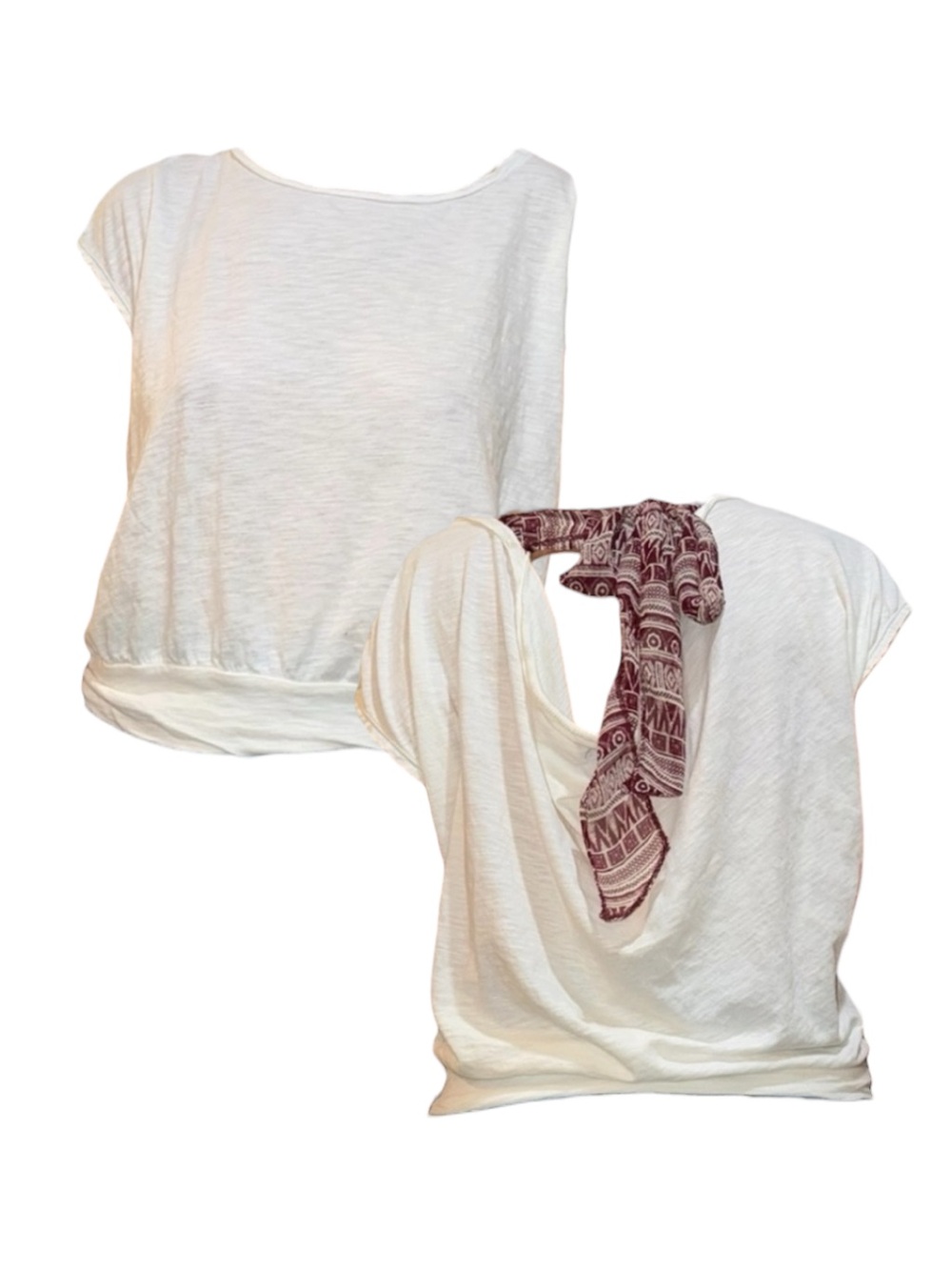 White Top With Tribal Pattern Ribbon